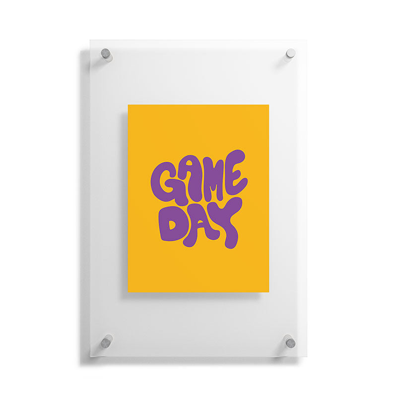 DENY Designs Gameday Yellow and Purple 1 Floating Acrylic Print