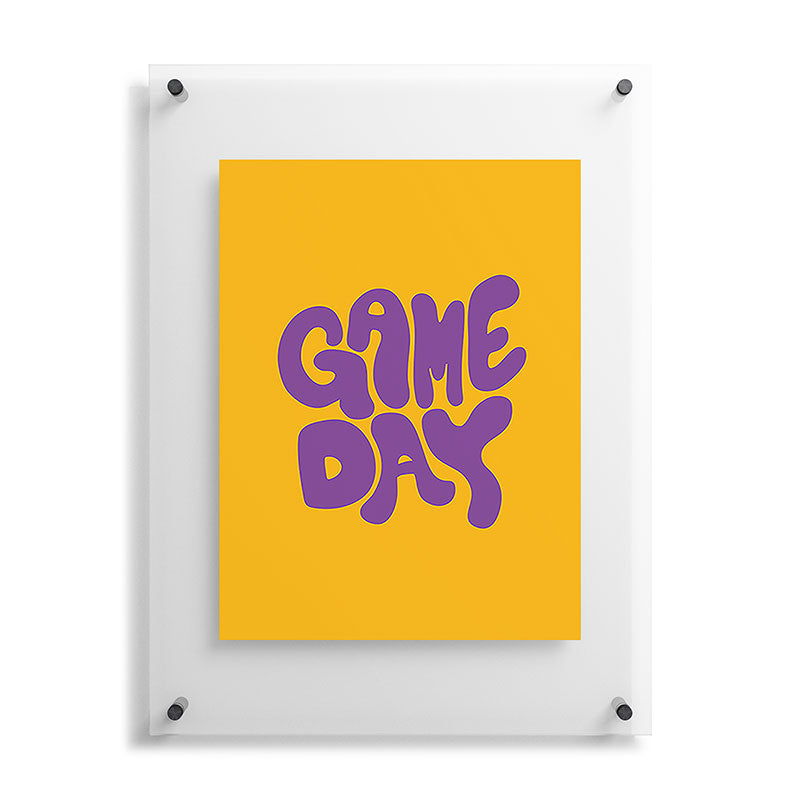 DENY Designs Gameday Yellow and Purple 1 Floating Acrylic Print