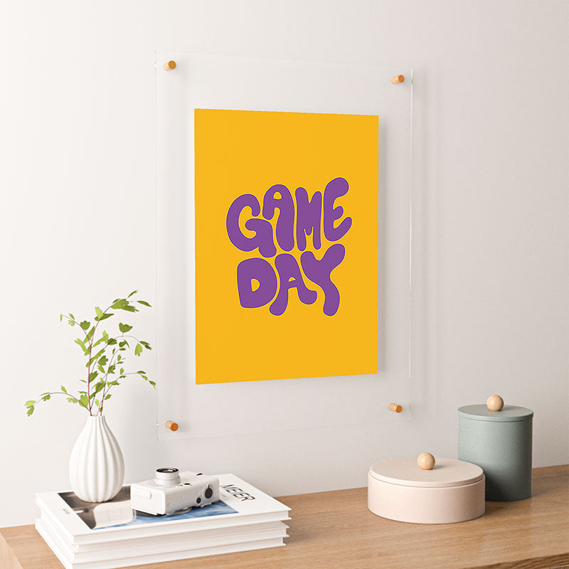 DENY Designs Gameday Yellow and Purple 1 Floating Acrylic Print