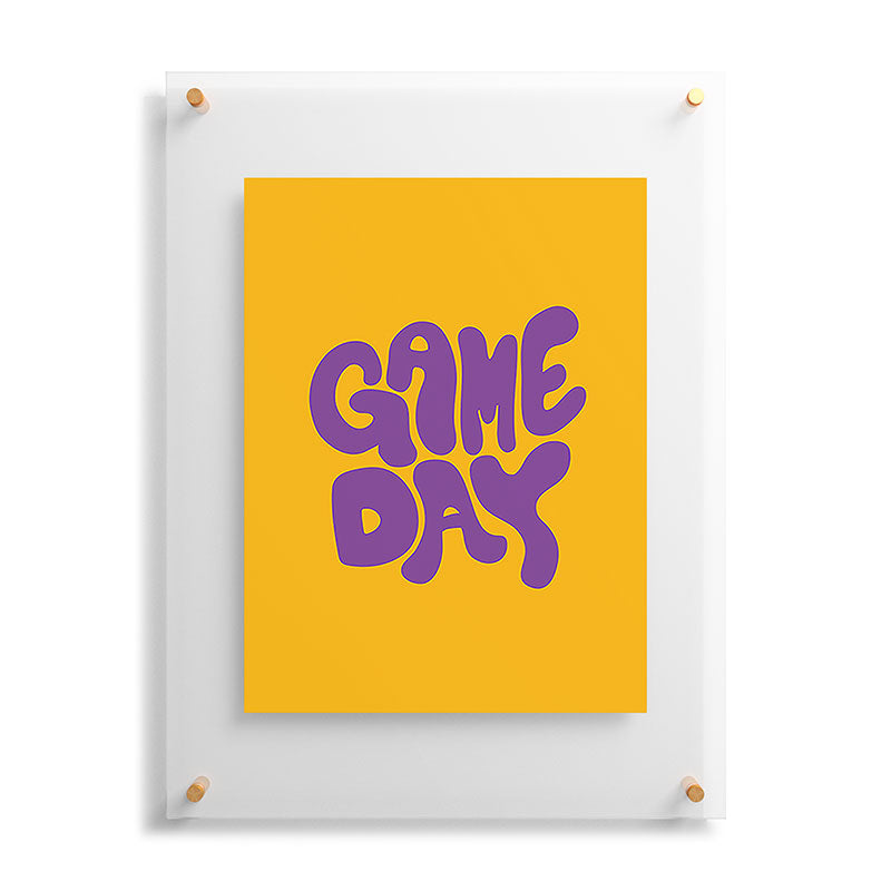 DENY Designs Gameday Yellow and Purple 1 Floating Acrylic Print