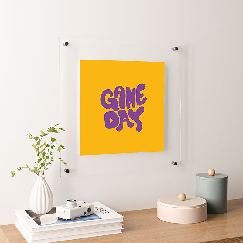 DENY Designs Gameday Yellow and Purple 1 Floating Acrylic Print