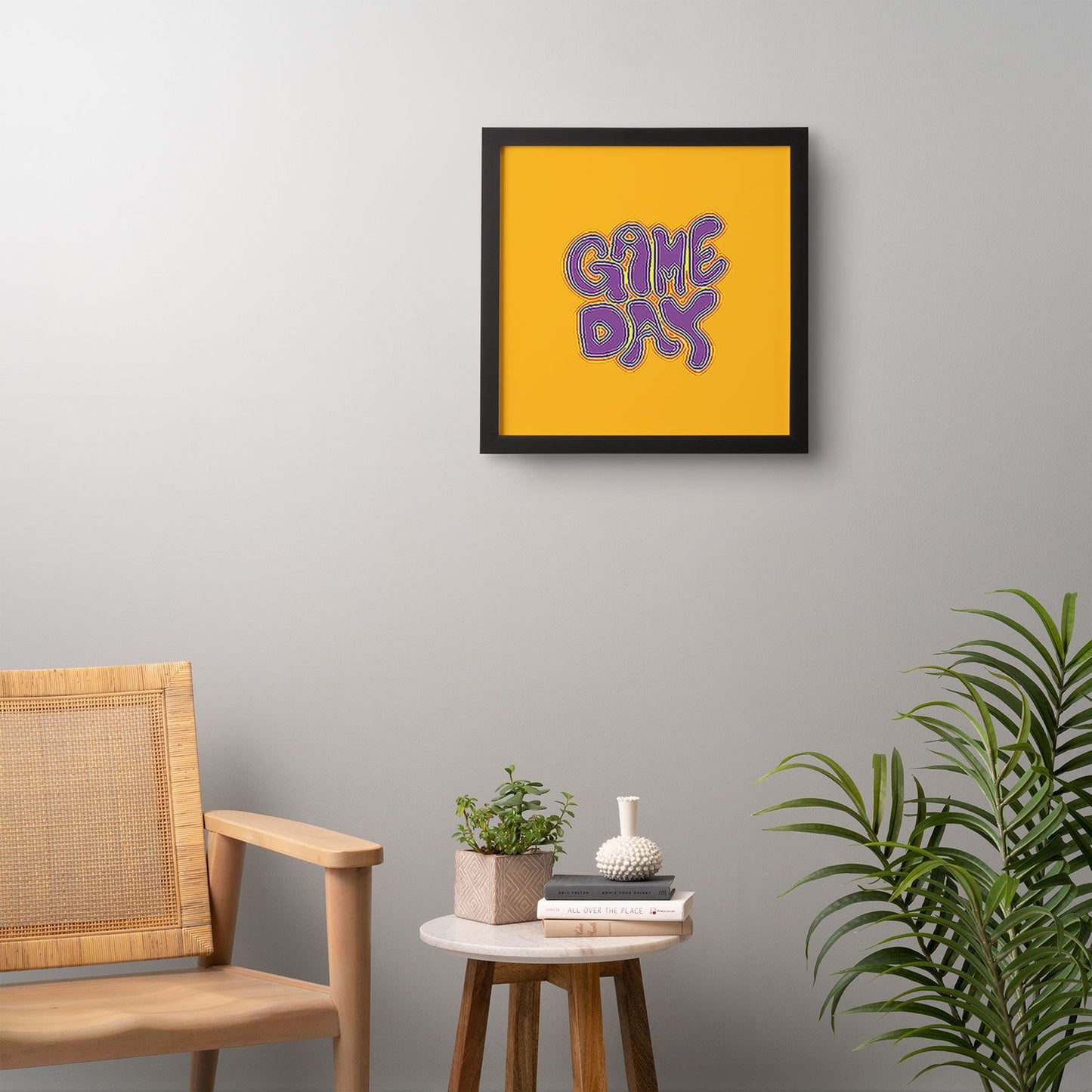 DENY Designs Gameday Yellow and Purple 1 Framed Wall Art