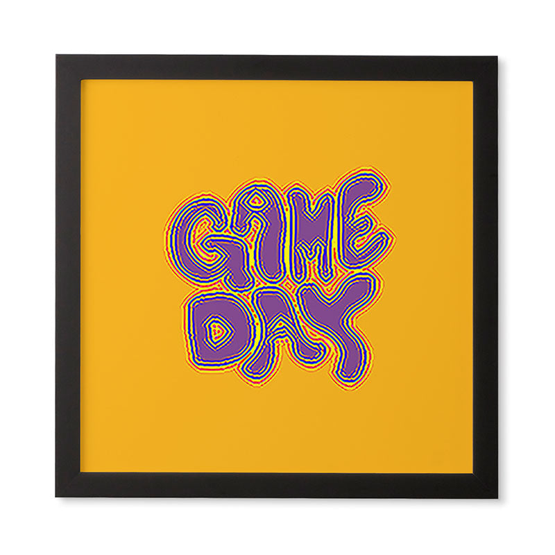 DENY Designs Gameday Yellow and Purple 1 Framed Wall Art