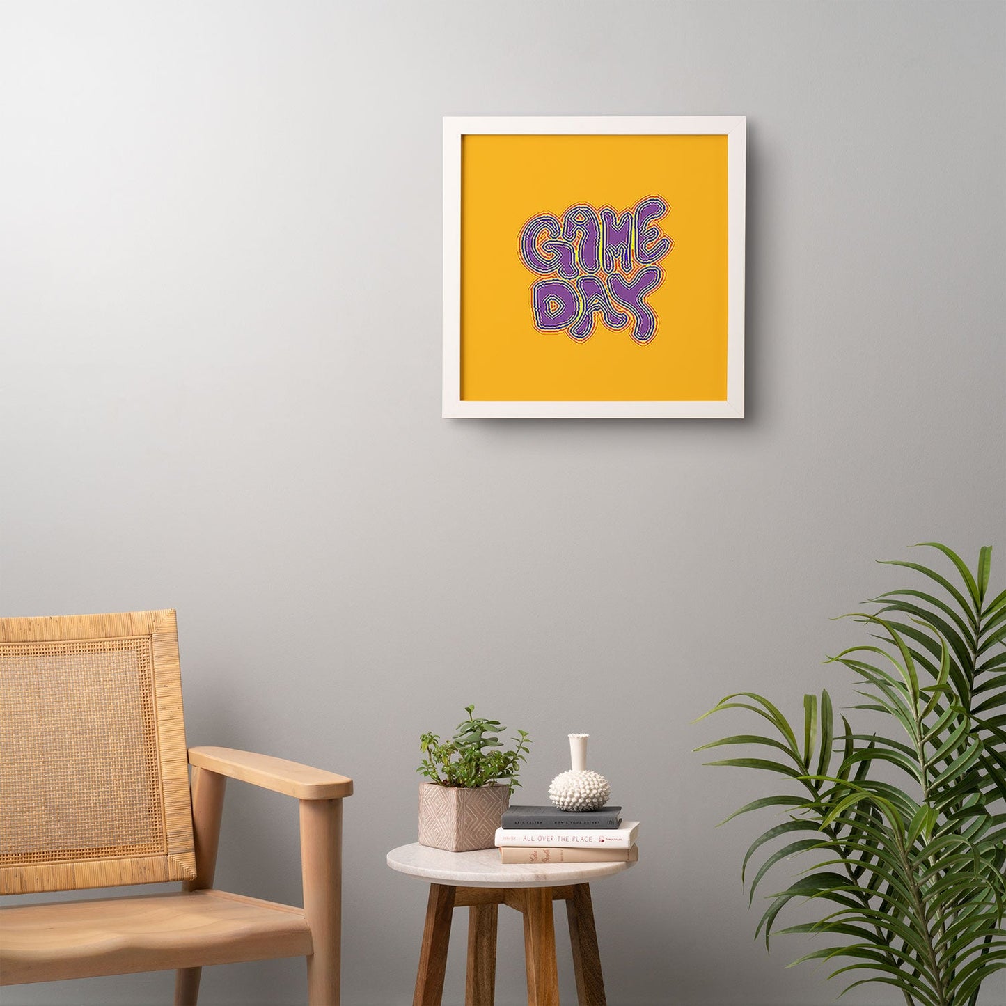 DENY Designs Gameday Yellow and Purple 1 Framed Wall Art