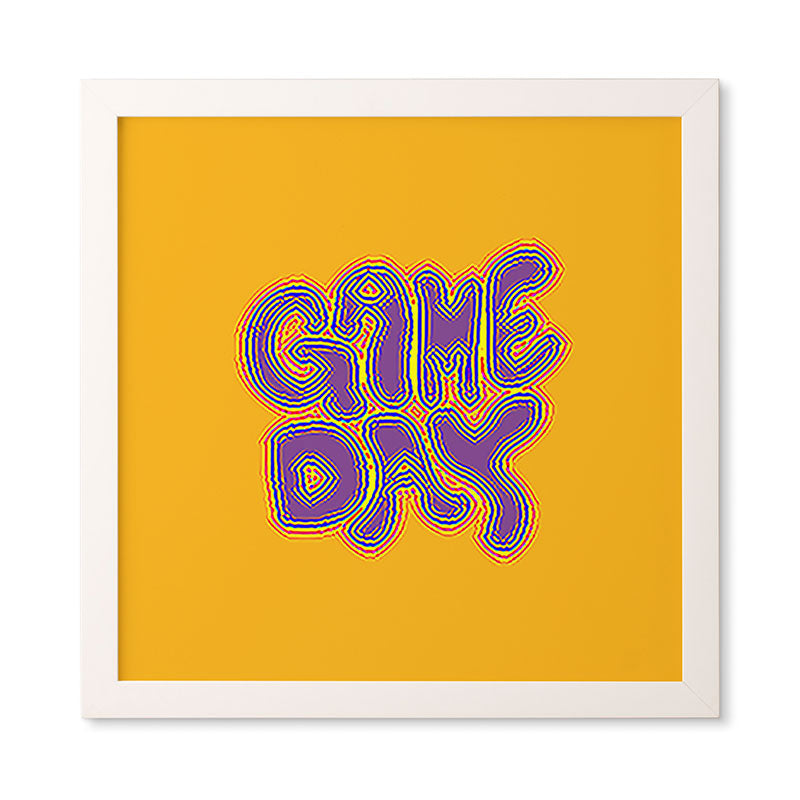 DENY Designs Gameday Yellow and Purple 1 Framed Wall Art
