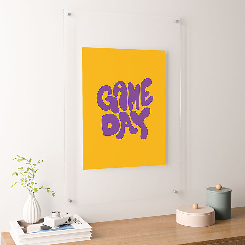 DENY Designs Gameday Yellow and Purple 1 Floating Acrylic Print