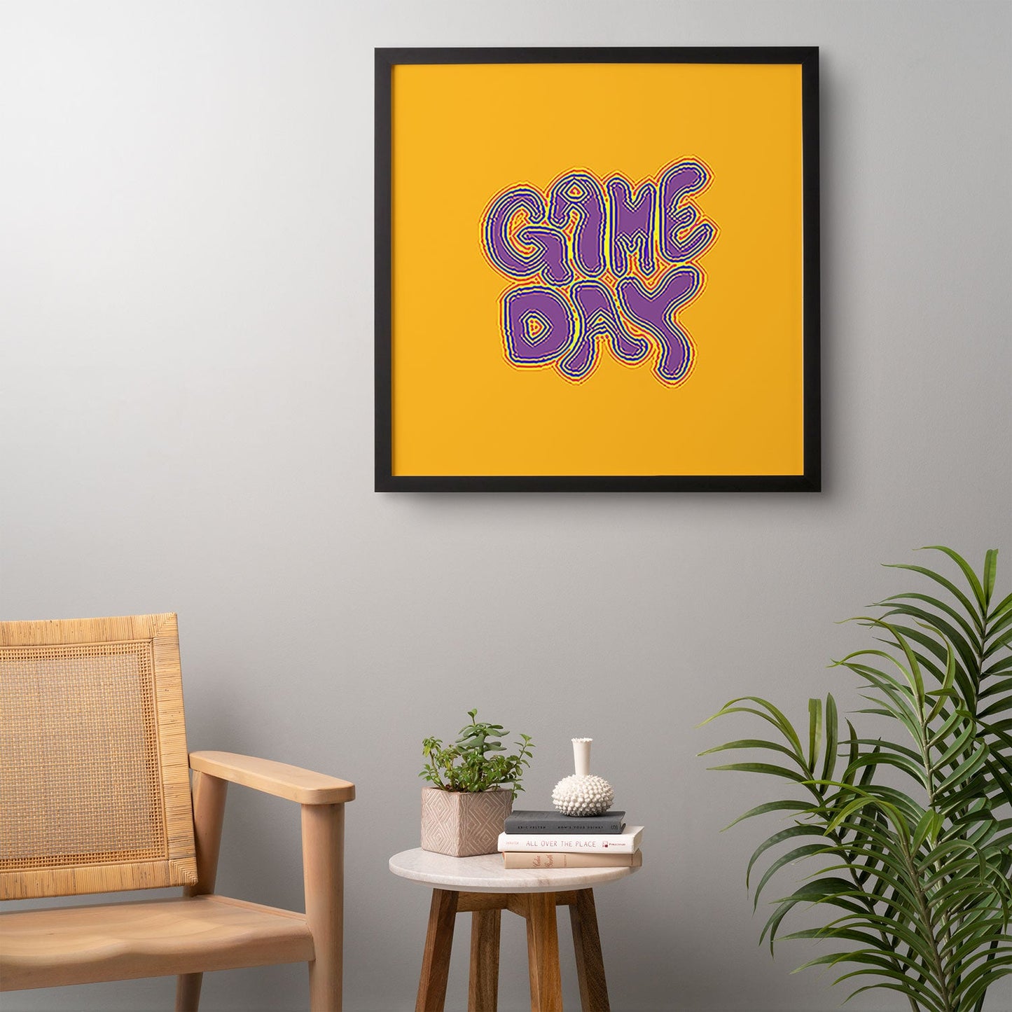 DENY Designs Gameday Yellow and Purple 1 Framed Wall Art