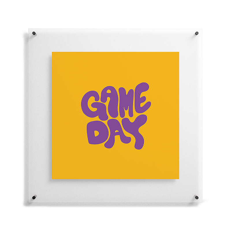 DENY Designs Gameday Yellow and Purple 1 Floating Acrylic Print