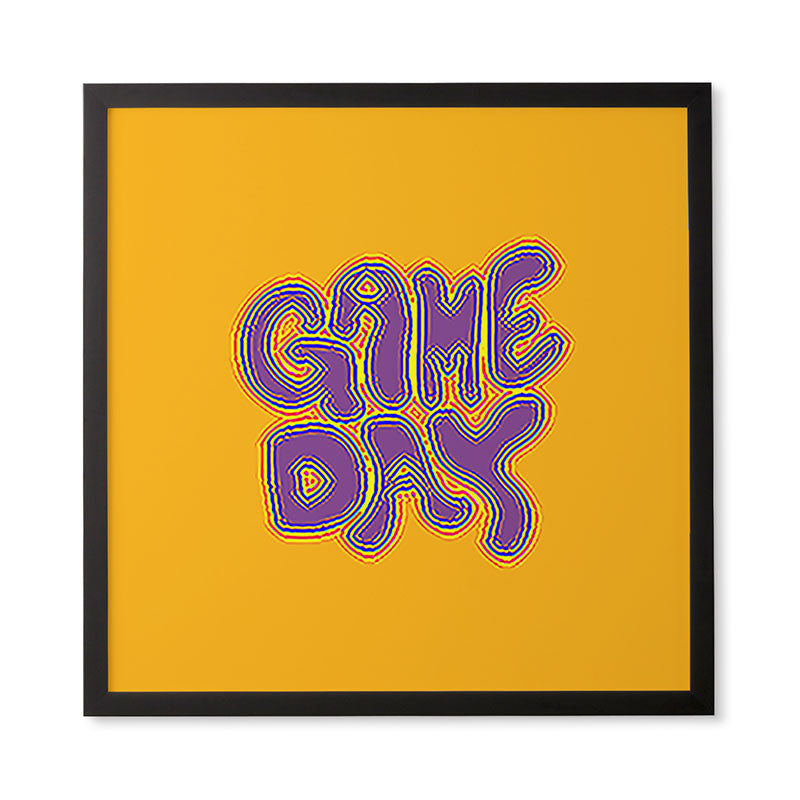DENY Designs Gameday Yellow and Purple 1 Framed Wall Art