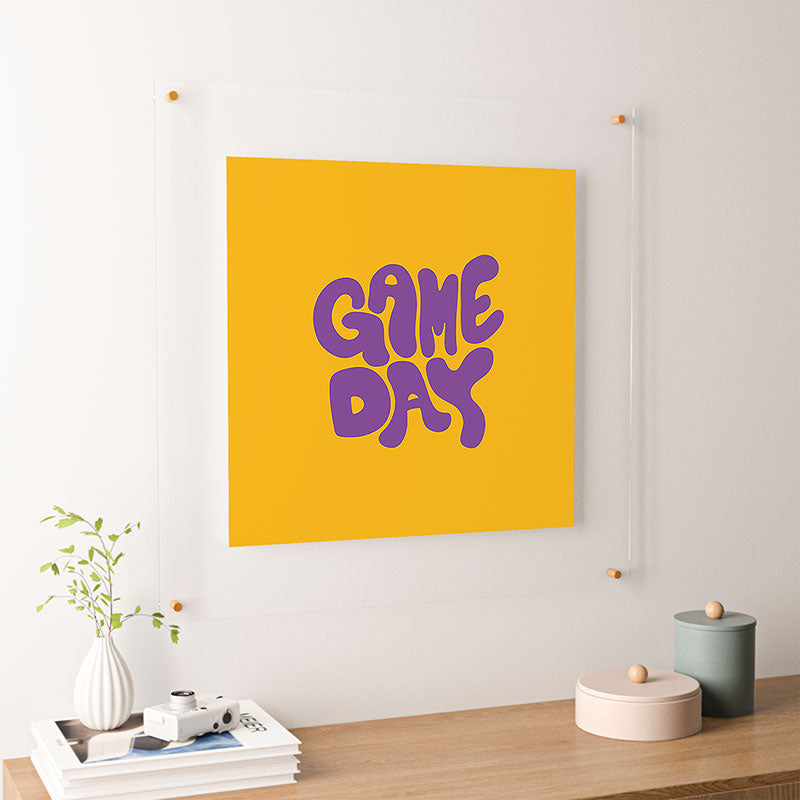 DENY Designs Gameday Yellow and Purple 1 Floating Acrylic Print