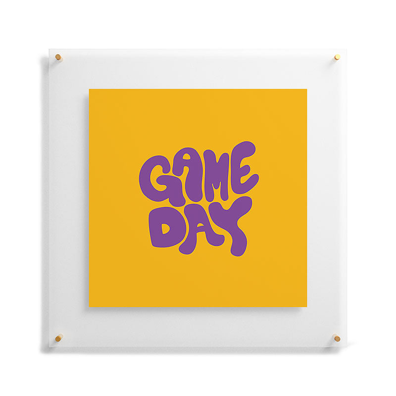 DENY Designs Gameday Yellow and Purple 1 Floating Acrylic Print