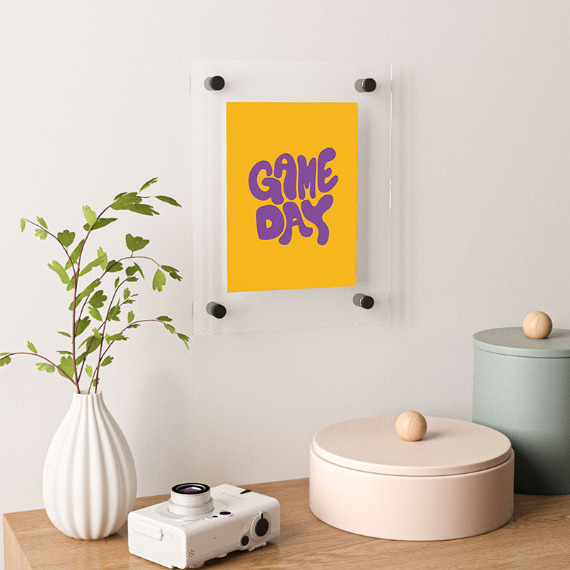 DENY Designs Gameday Yellow and Purple 1 Floating Acrylic Print