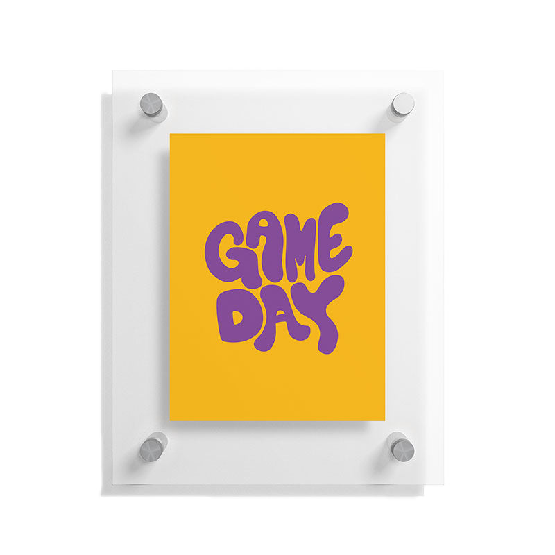 DENY Designs Gameday Yellow and Purple 1 Floating Acrylic Print