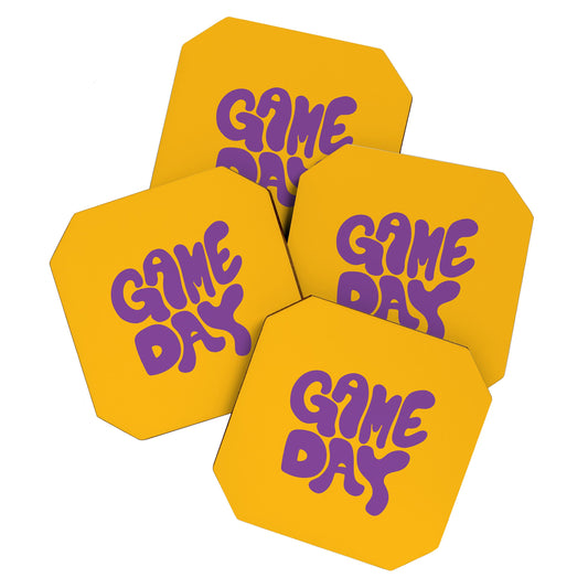 DENY Designs Gameday Yellow and Purple 1 Coaster Set