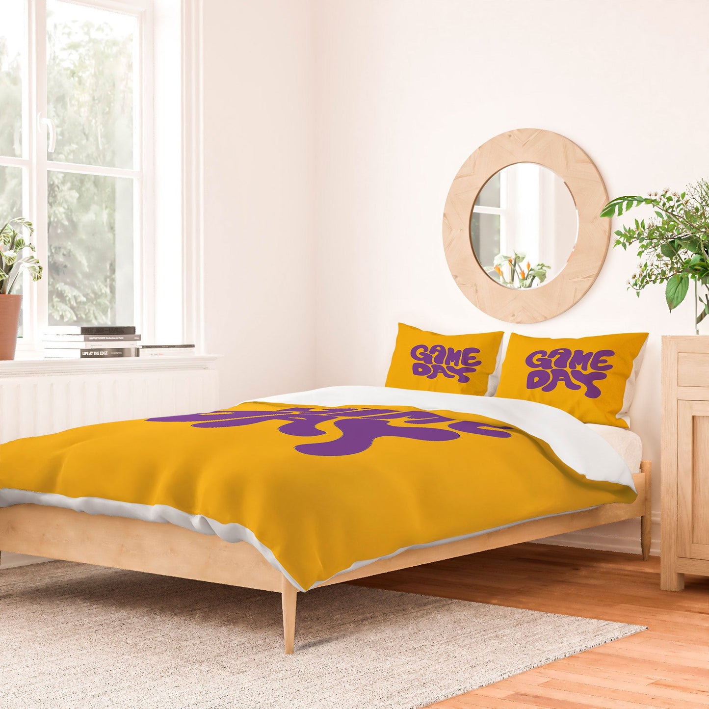 DENY Designs Gameday Yellow and Purple 1 Duvet Cover