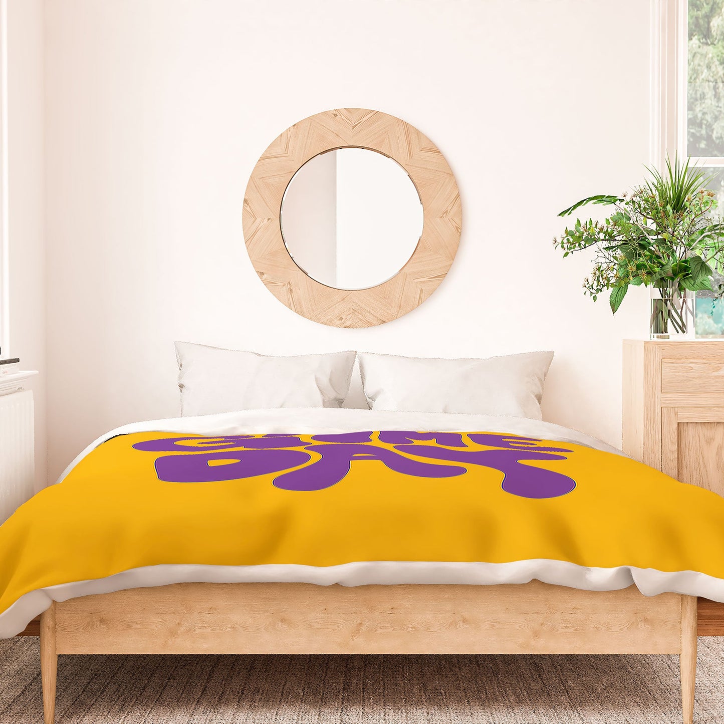 DENY Designs Gameday Yellow and Purple 1 Duvet Cover