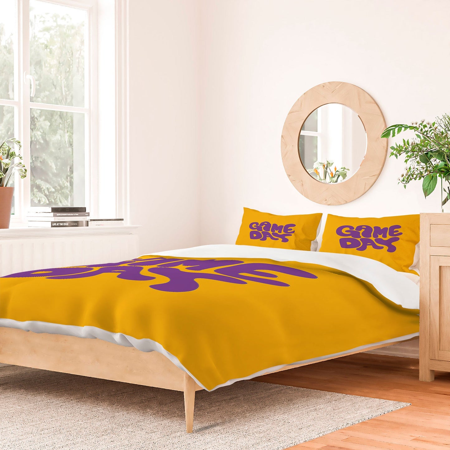 DENY Designs Gameday Yellow and Purple 1 Duvet Cover