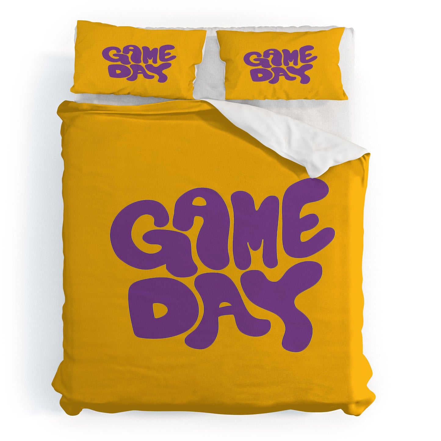 DENY Designs Gameday Yellow and Purple 1 Duvet Cover