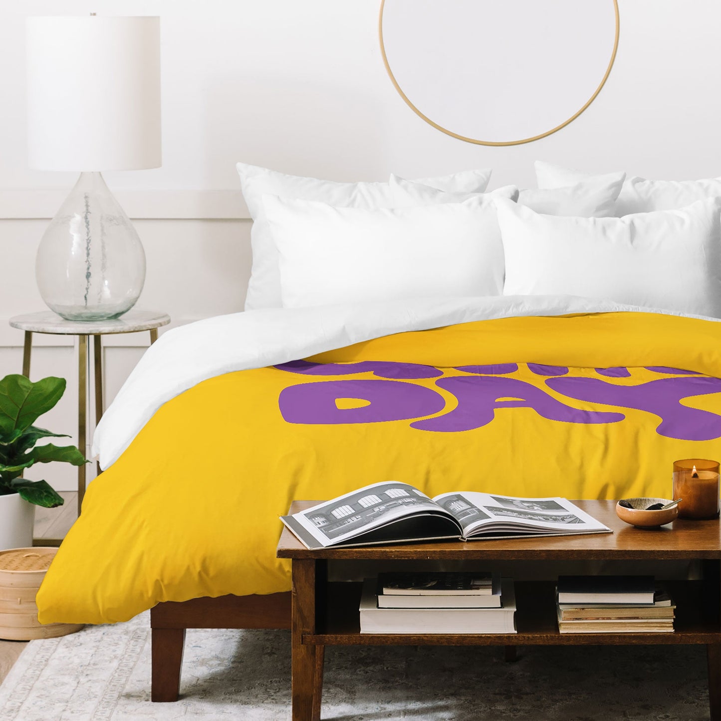 DENY Designs Gameday Yellow and Purple 1 Duvet Cover