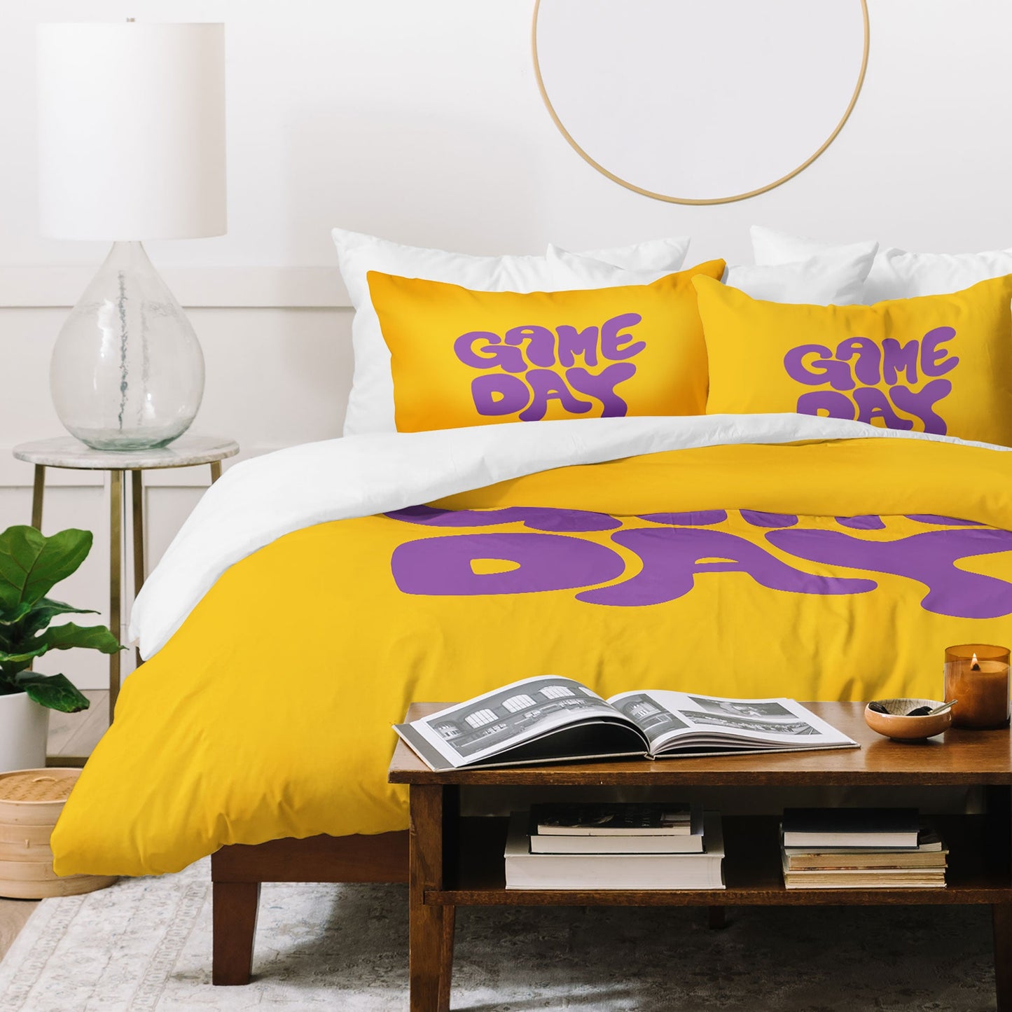 DENY Designs Gameday Yellow and Purple 1 Duvet Cover