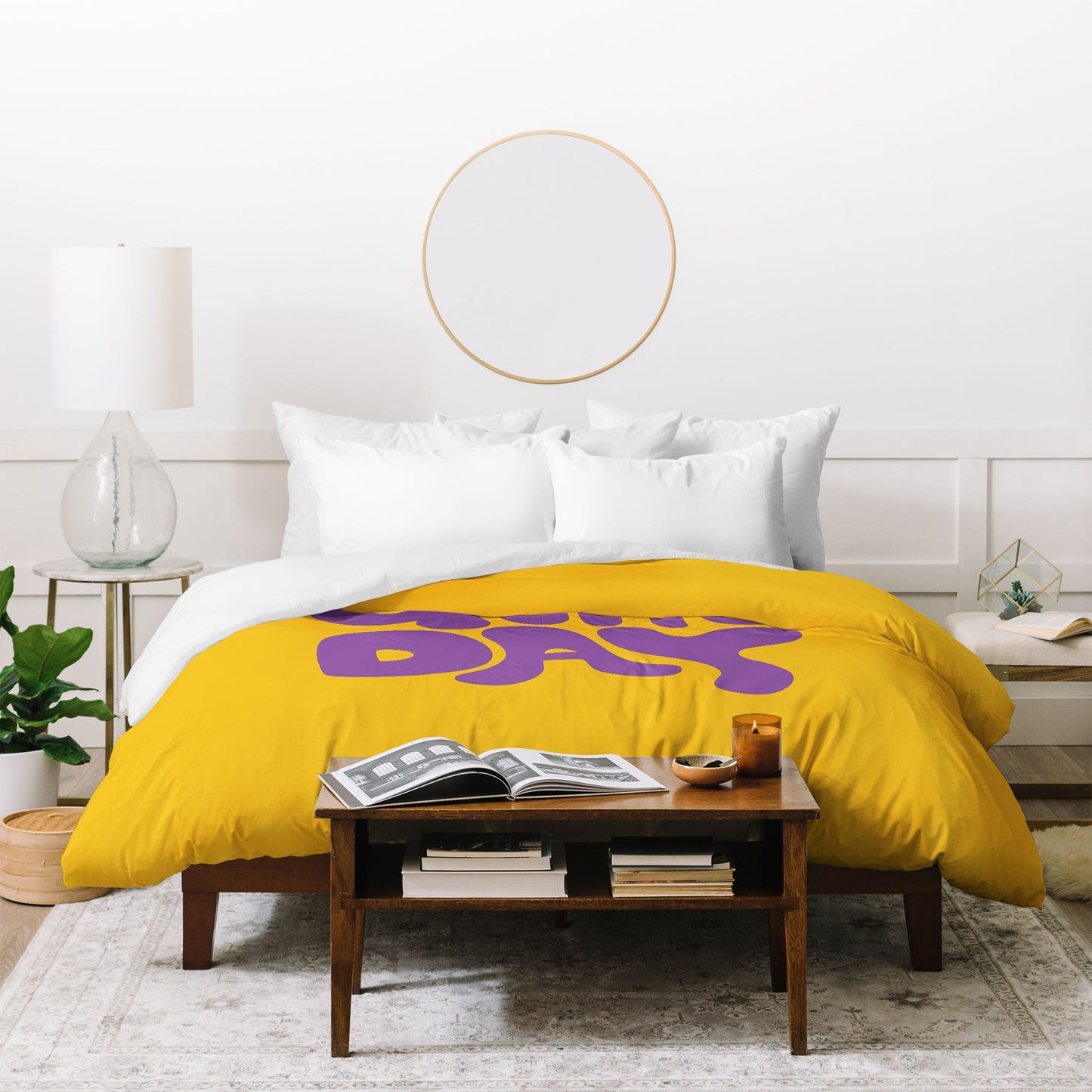 DENY Designs Gameday Yellow and Purple 1 Duvet Cover