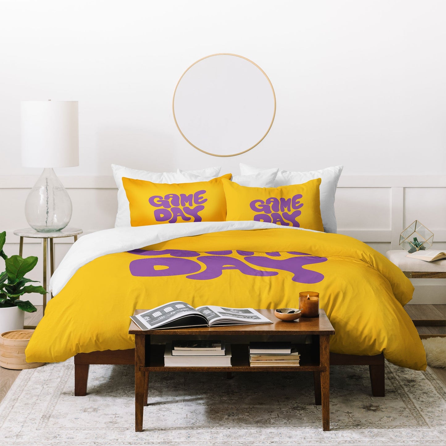 DENY Designs Gameday Yellow and Purple 1 Duvet Cover