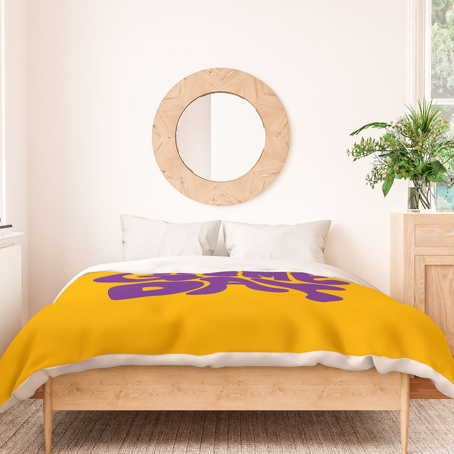 DENY Designs Gameday Yellow and Purple 1 Duvet Cover
