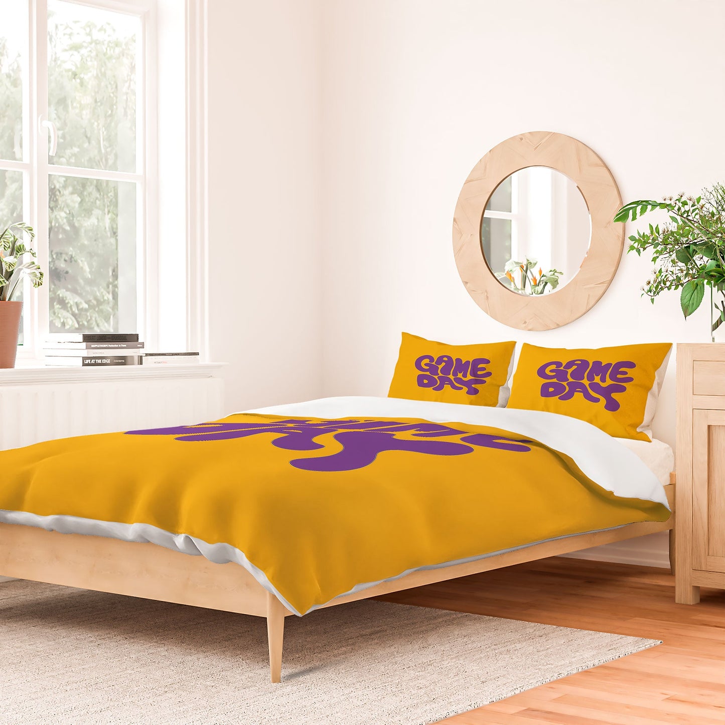 DENY Designs Gameday Yellow and Purple 1 Duvet Cover