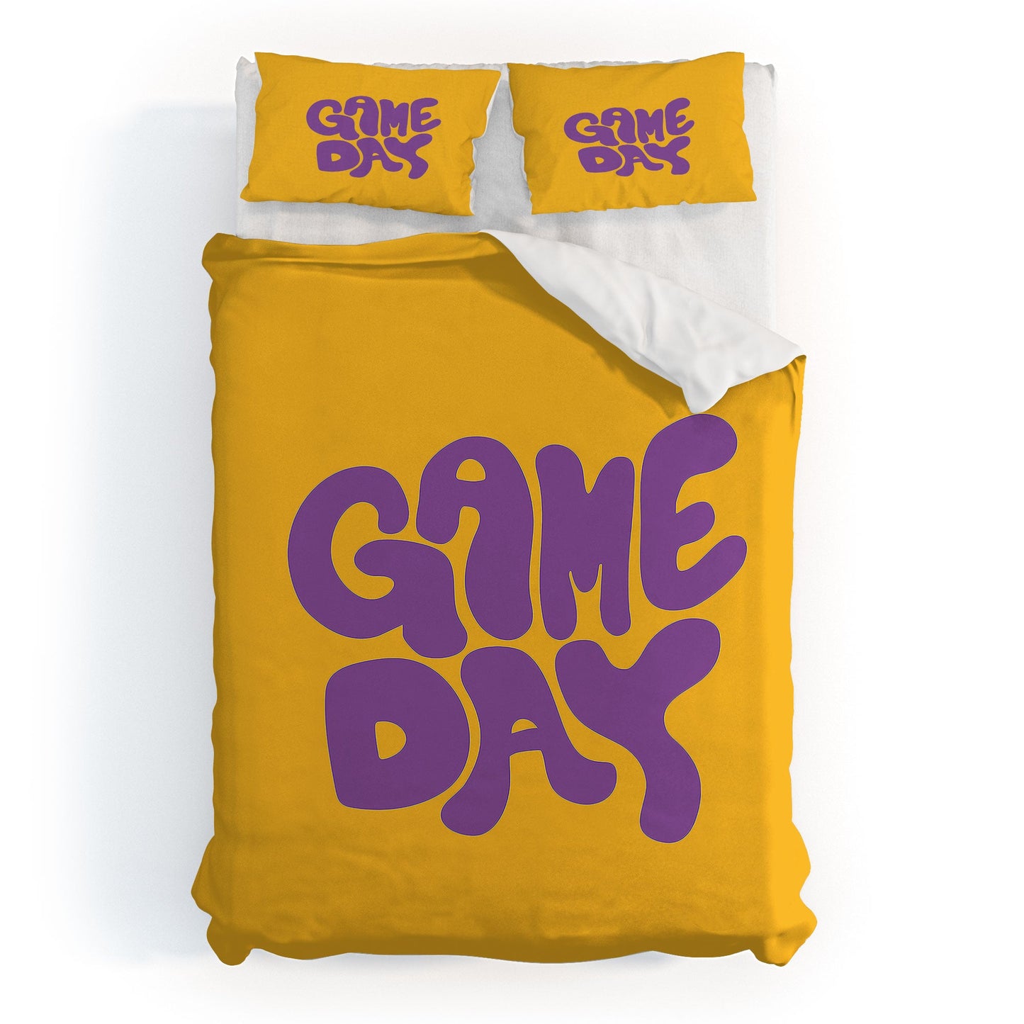 DENY Designs Gameday Yellow and Purple 1 Duvet Cover