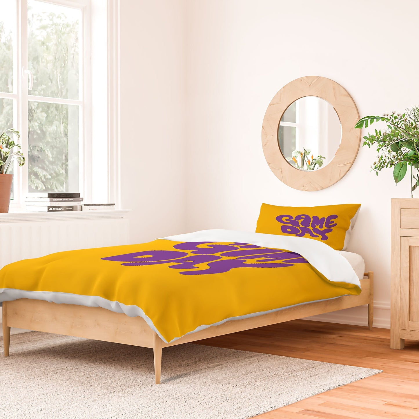 DENY Designs Gameday Yellow and Purple 1 Duvet Cover