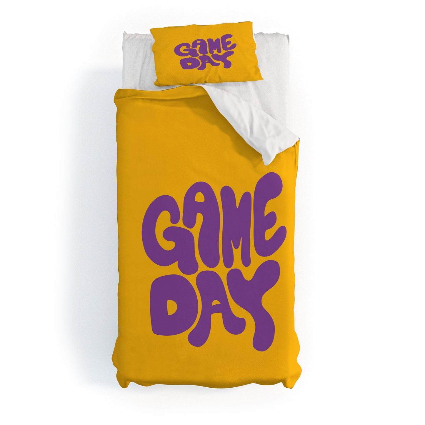 DENY Designs Gameday Yellow and Purple 1 Duvet Cover