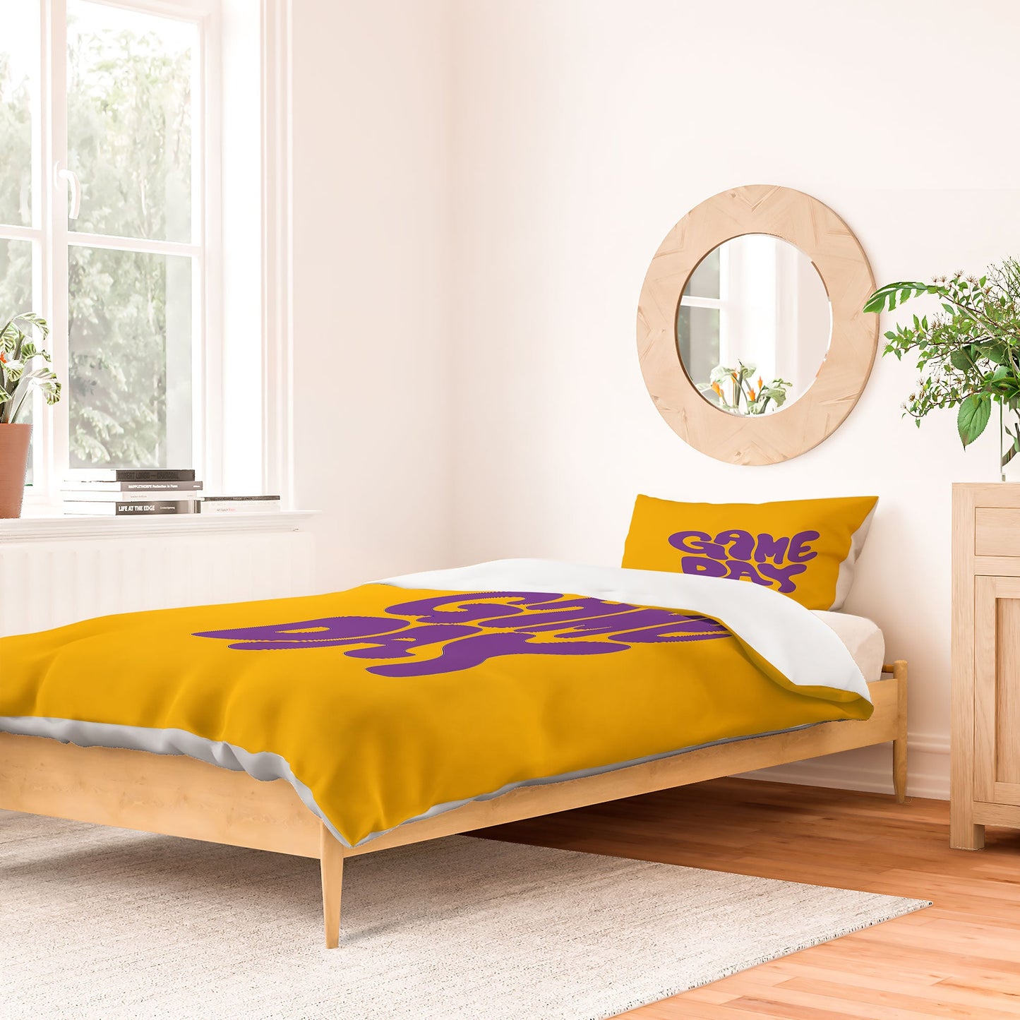 DENY Designs Gameday Yellow and Purple 1 Duvet Cover