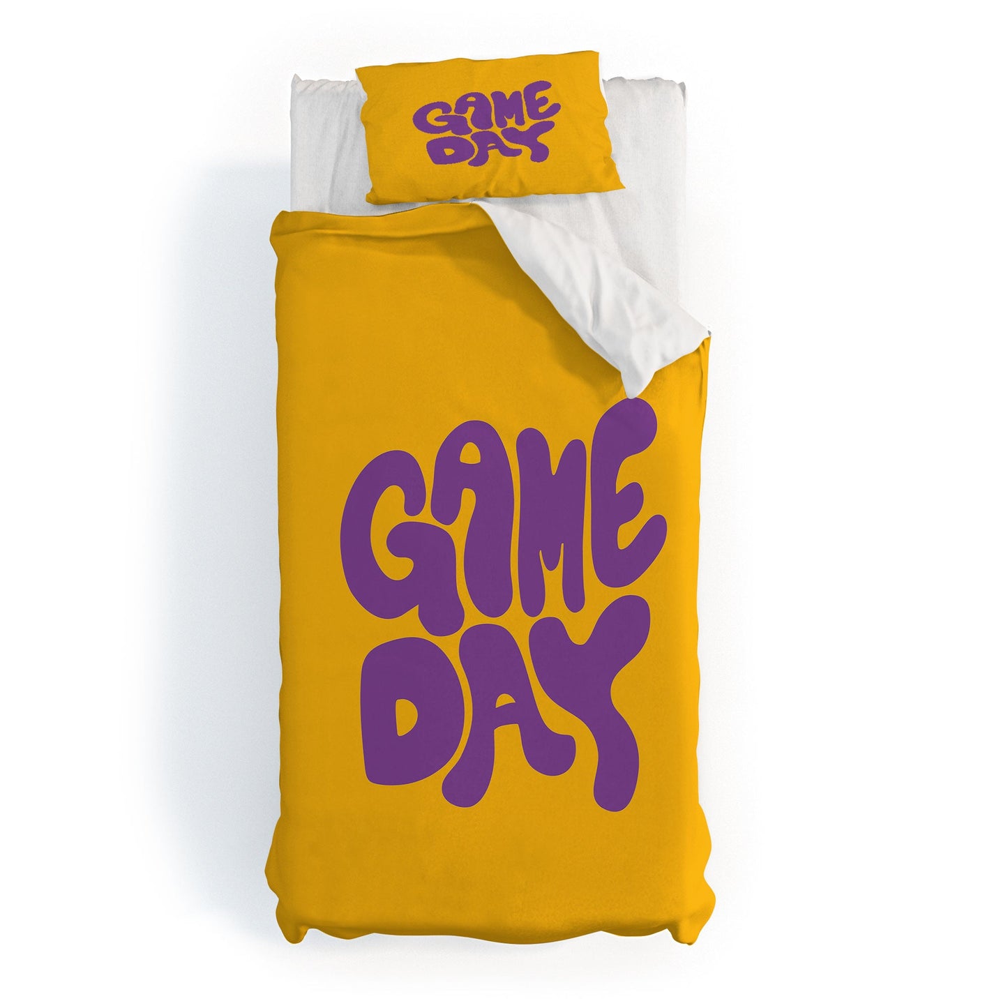 DENY Designs Gameday Yellow and Purple 1 Duvet Cover