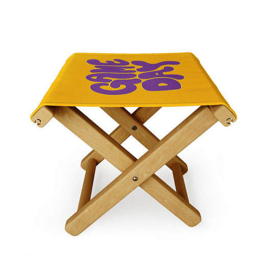 DENY Designs Gameday Yellow and Purple 1 Folding Stool