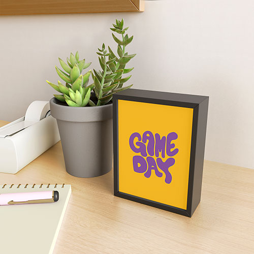 DENY Designs Gameday Yellow and Purple 1 Framed Mini Art Print