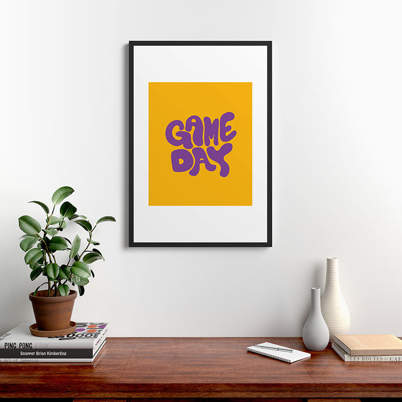 DENY Designs Gameday Yellow and Purple 1 Framed Art Print