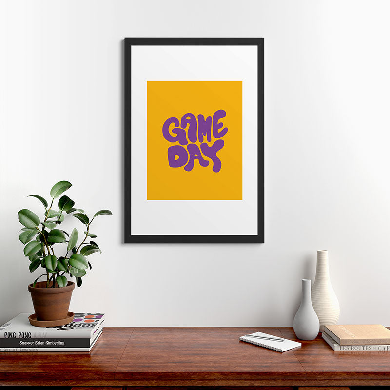 DENY Designs Gameday Yellow and Purple 1 Framed Art Print