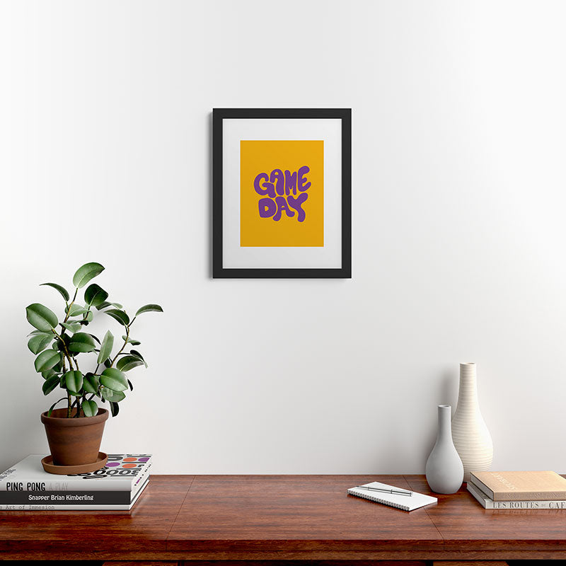 DENY Designs Gameday Yellow and Purple 1 Framed Art Print