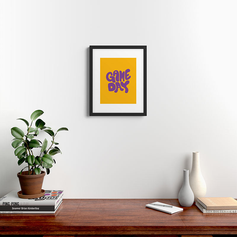 DENY Designs Gameday Yellow and Purple 1 Framed Art Print