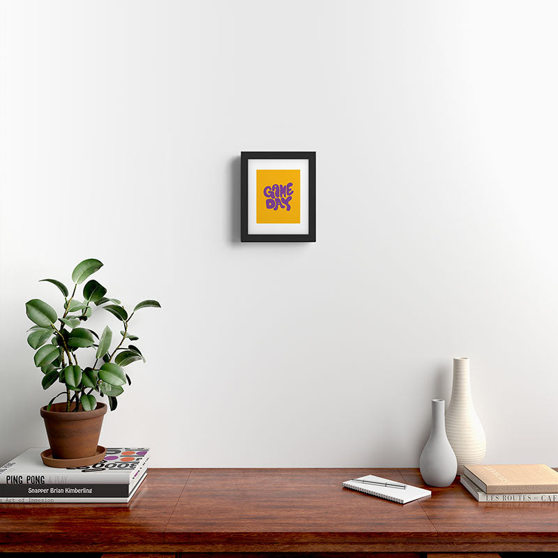 DENY Designs Gameday Yellow and Purple 1 Framed Art Print