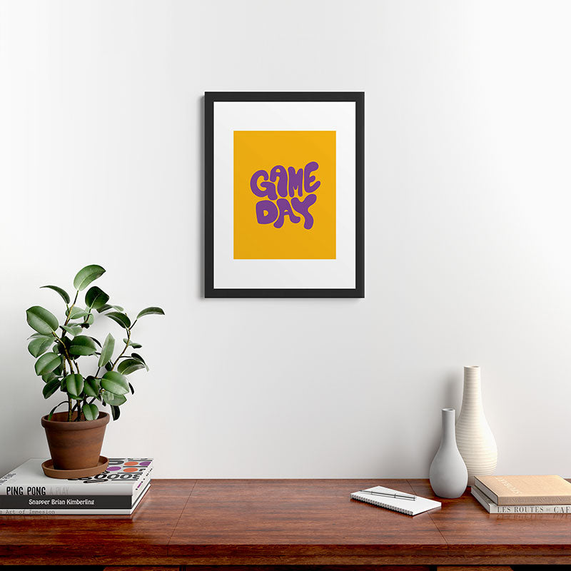 DENY Designs Gameday Yellow and Purple 1 Framed Art Print