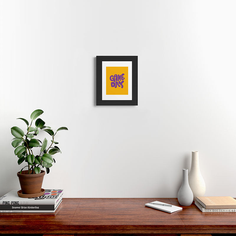 DENY Designs Gameday Yellow and Purple 1 Framed Art Print
