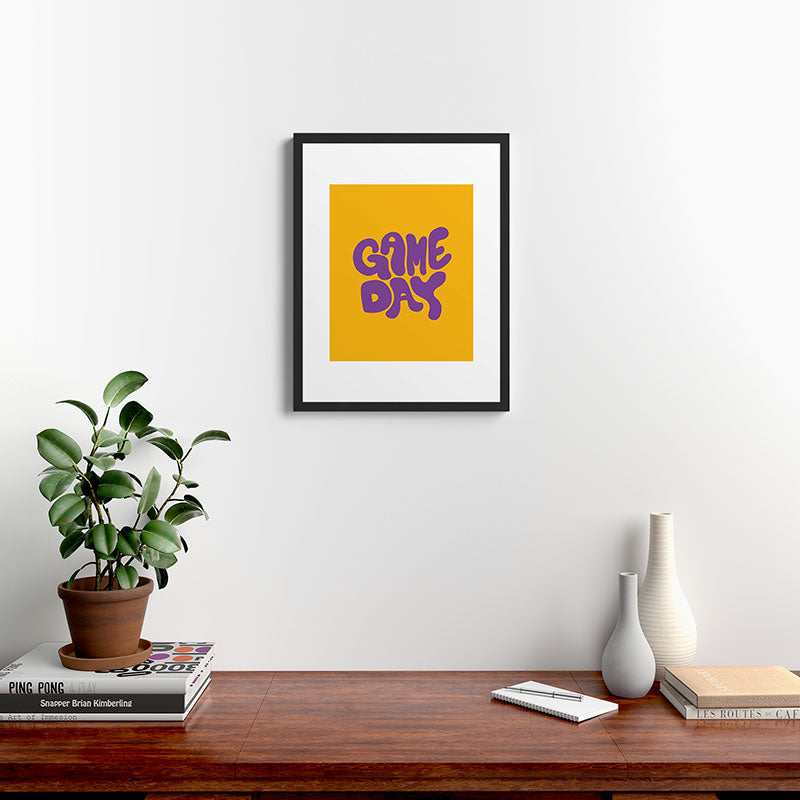 DENY Designs Gameday Yellow and Purple 1 Framed Art Print