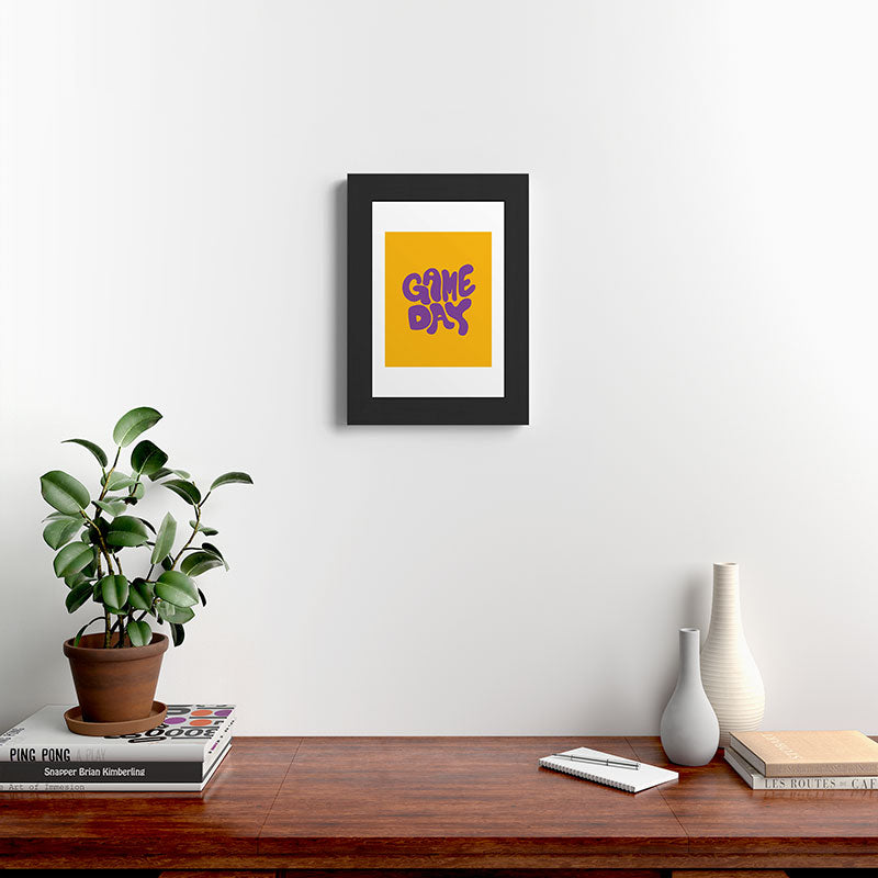 DENY Designs Gameday Yellow and Purple 1 Framed Art Print