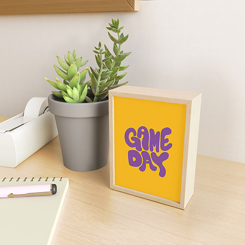 DENY Designs Gameday Yellow and Purple 1 Framed Mini Art Print
