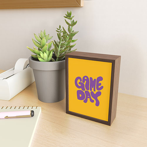 DENY Designs Gameday Yellow and Purple 1 Framed Mini Art Print