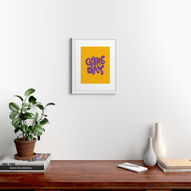 DENY Designs Gameday Yellow and Purple 1 Framed Art Print