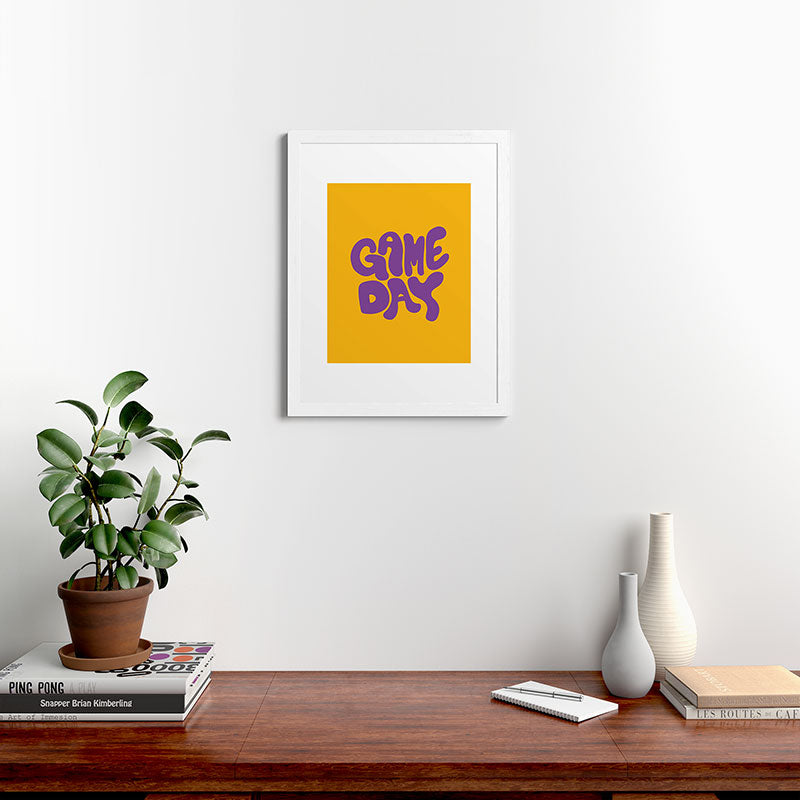 DENY Designs Gameday Yellow and Purple 1 Framed Art Print