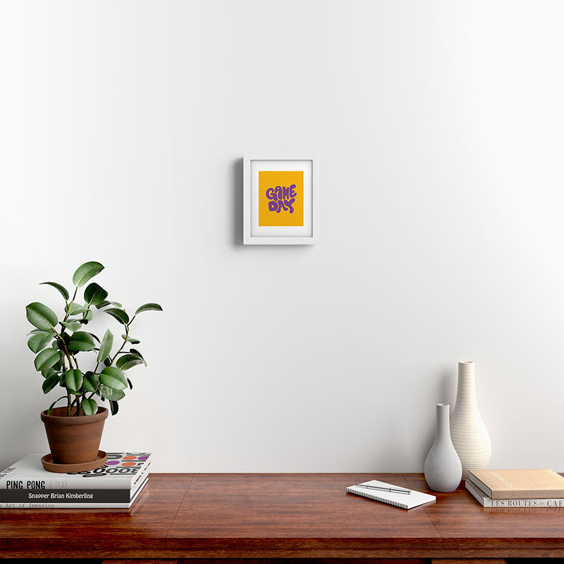 DENY Designs Gameday Yellow and Purple 1 Framed Art Print