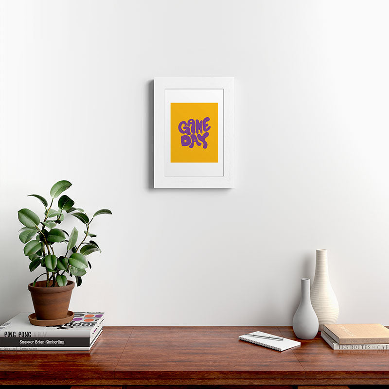 DENY Designs Gameday Yellow and Purple 1 Framed Art Print